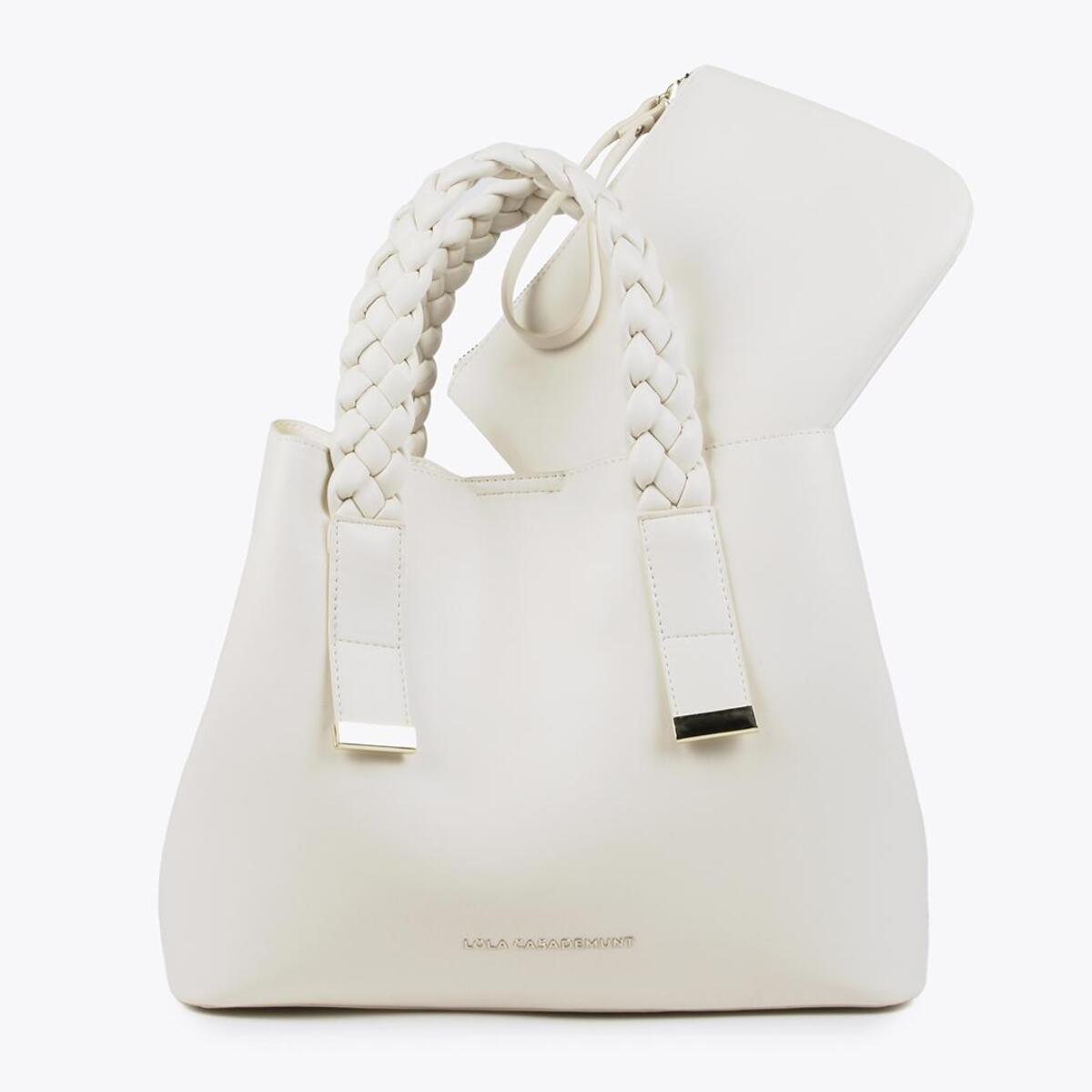 Borsa media manici intrecciati