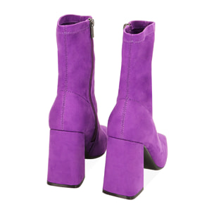 Stivaletti viola in microfibra, tacco 9,5 cm