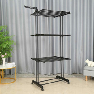 Séchoir multifonctions 20m d'étendage noir Herzberg HG8034-BB