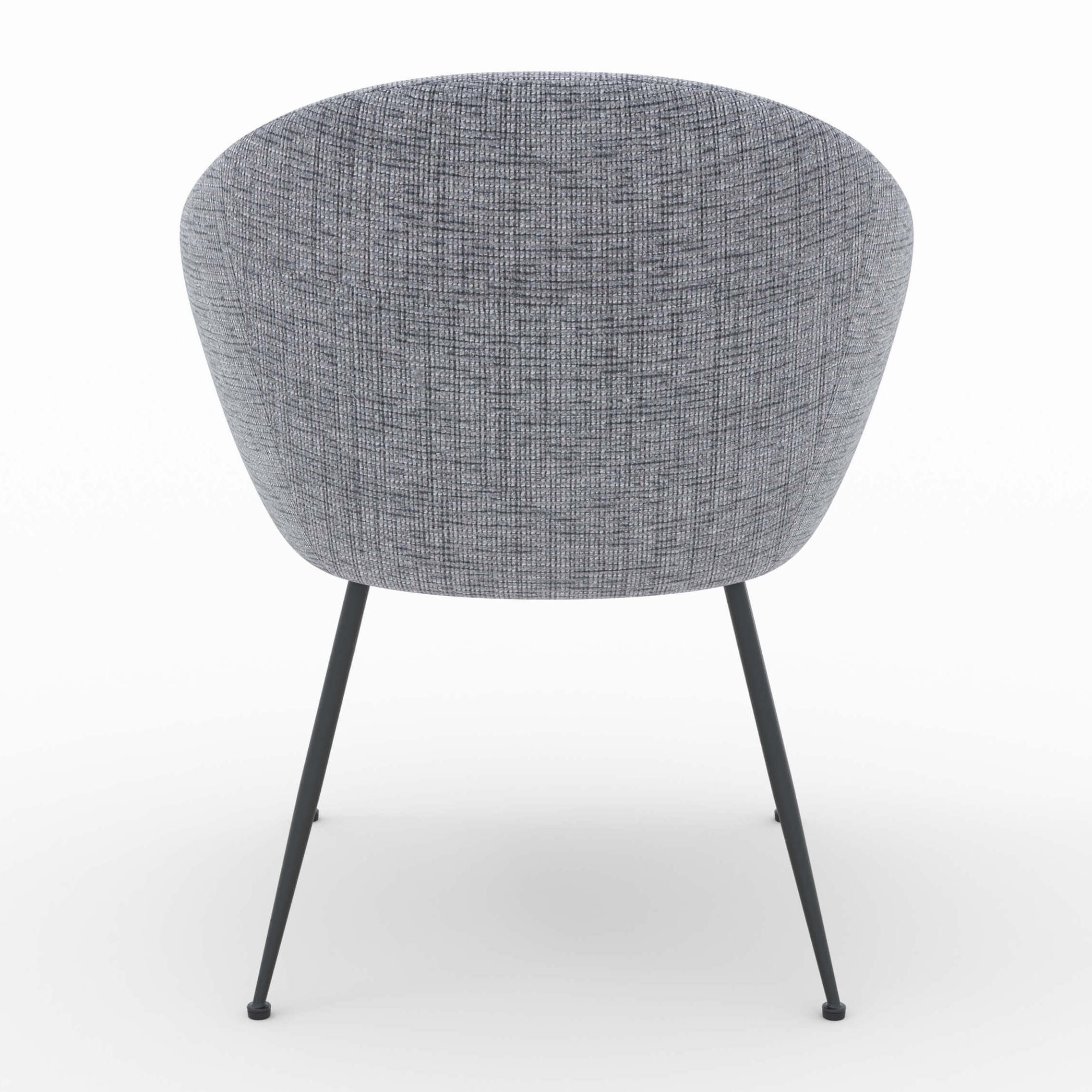Fauteuil en tissu gris chiné et pieds en métal noir - Socky