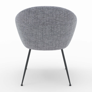 Fauteuil en tissu gris chiné et pieds en métal noir - Socky