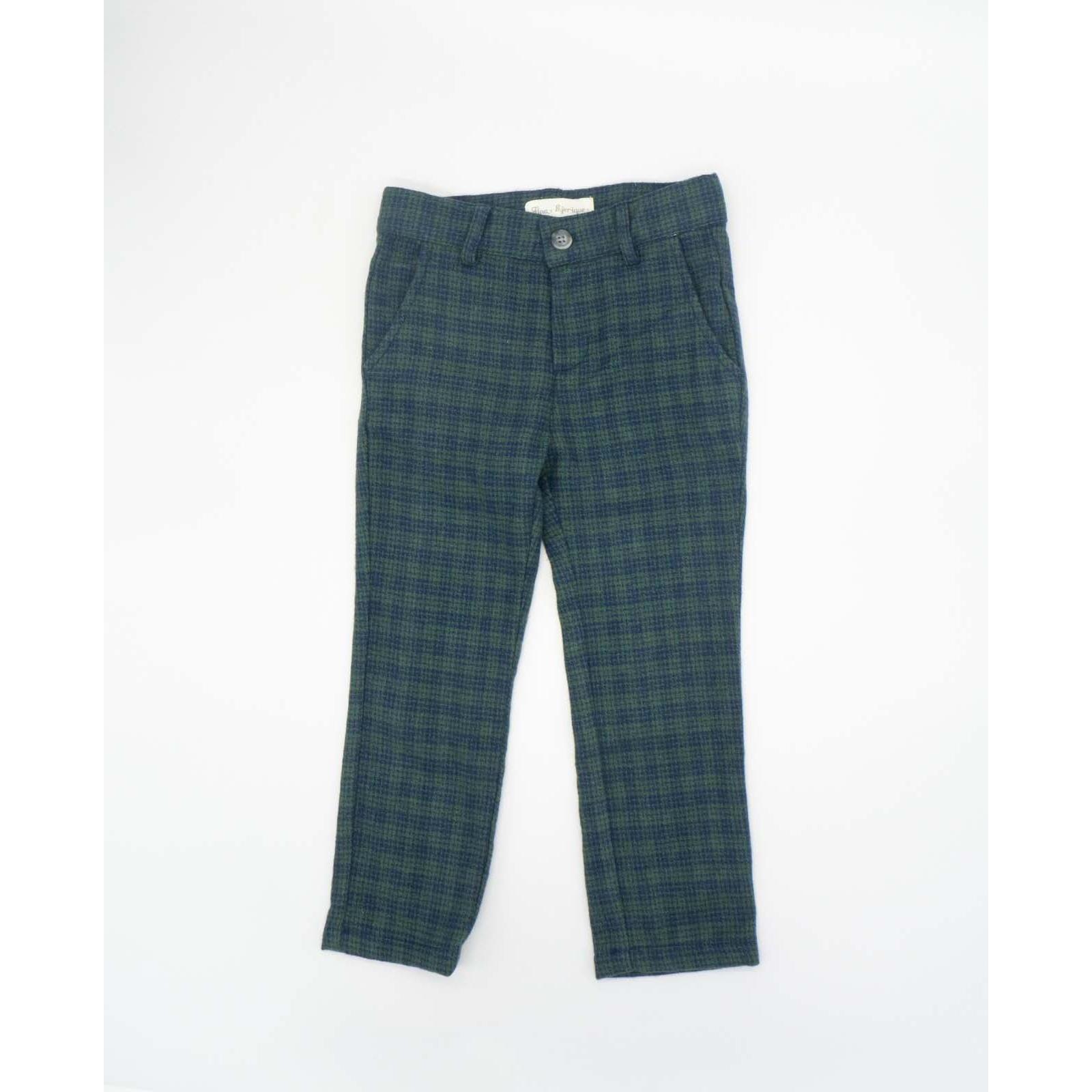 Pantalón largo estructura verde y azul