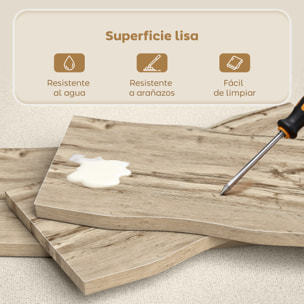 Mesa de Centro Curva, Mesa baja para Salón Moderno con Tablero Grueso de 4 cm, Patas de Acero, para Sala de Estar, Dormitorio, 100x50x45 cm, Roble