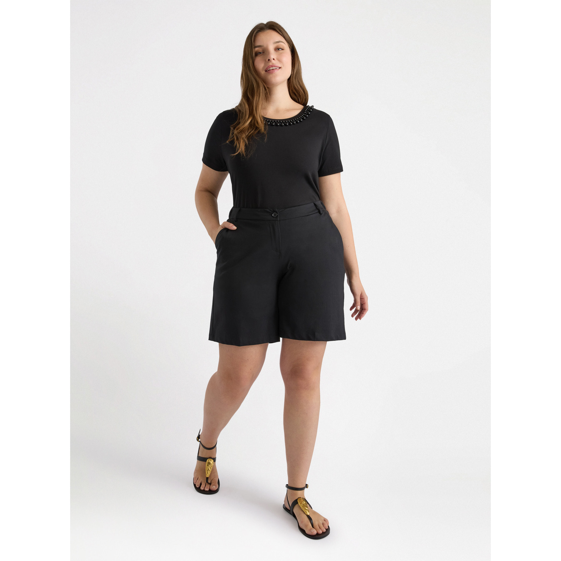 Fiorella Rubino - Pantaloni corti in punto Milano - Nero