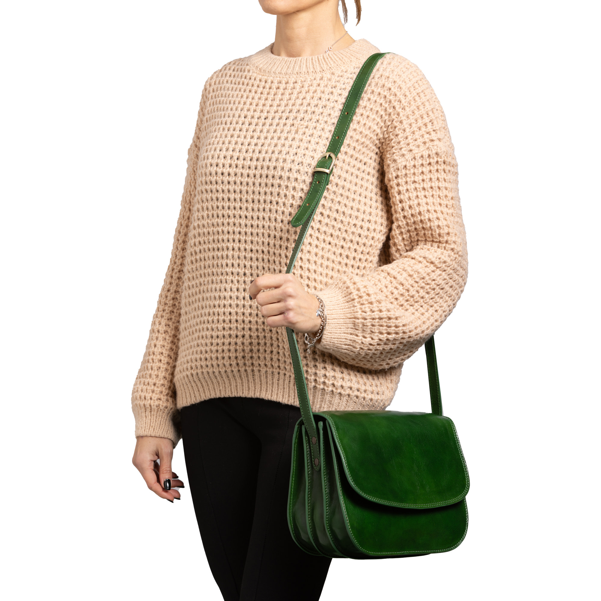 Borsa a tracolla  da donna In Vera pelle Made in Italy 27x20x12 cm