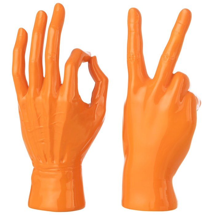 J-Line Figurine Langage des Signes - polyrésine - orange foncé - 2 pièces