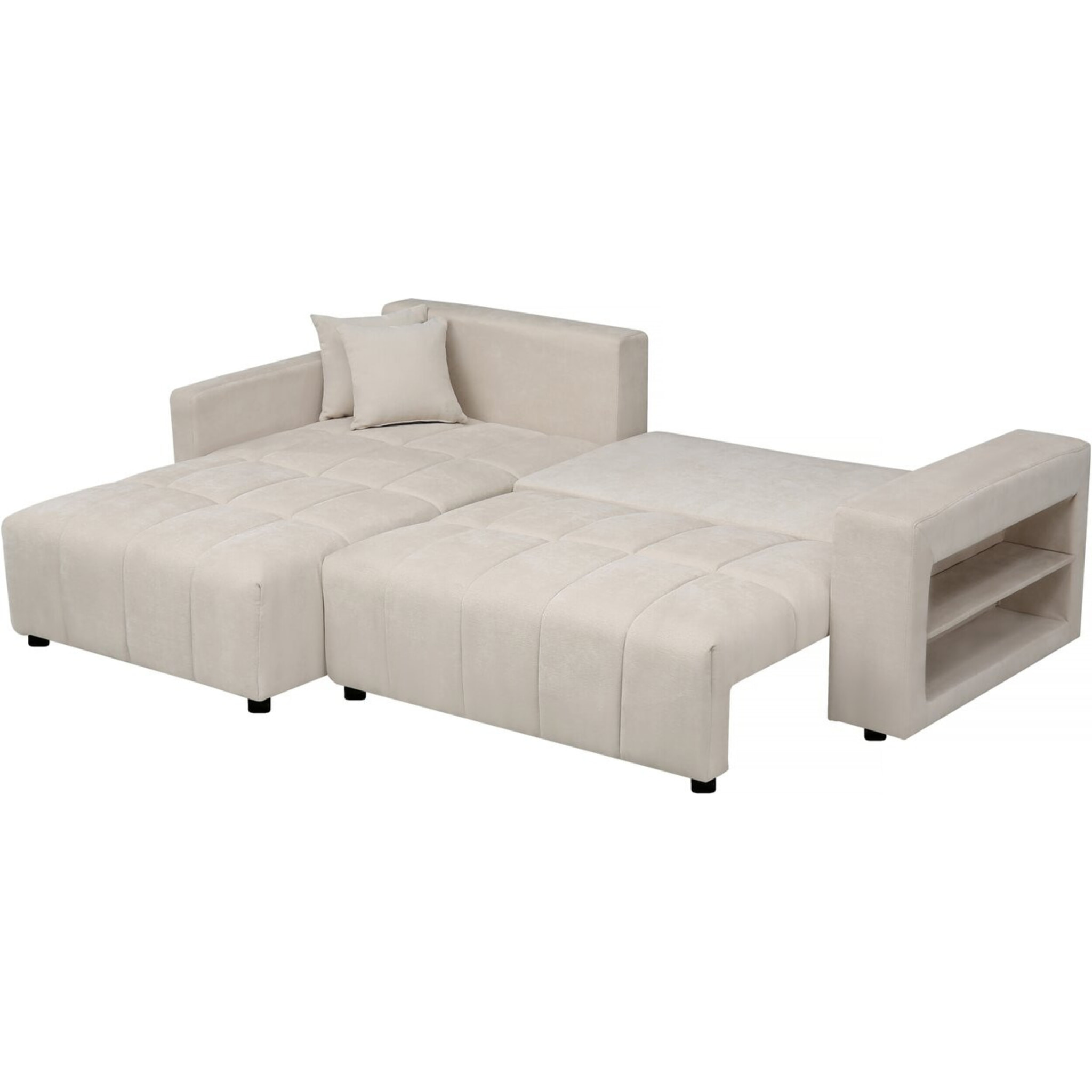 Canapé d'angle convertible tissu chenille 3 places - "Trocadero" - Crème