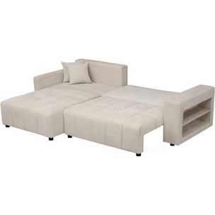 Canapé d'angle convertible tissu chenille 3 places - "Trocadero" - Crème