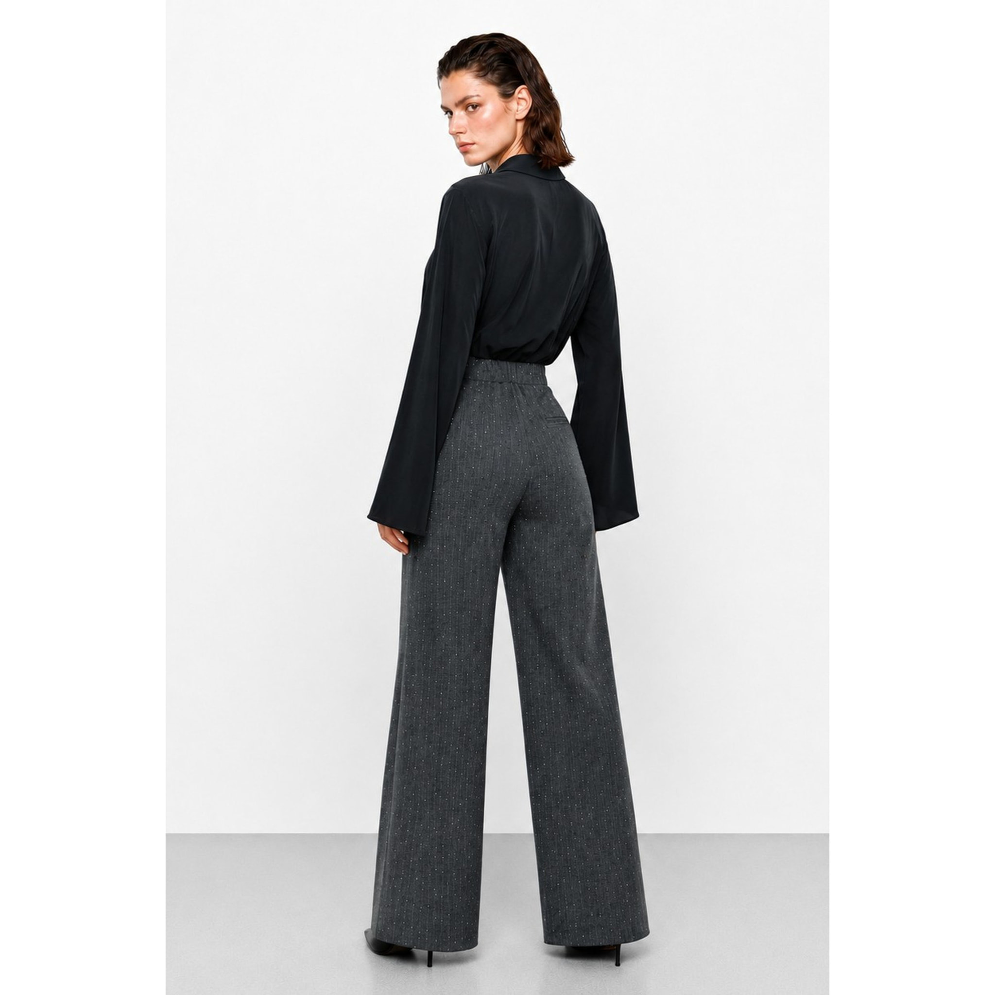 Kocca - Pantaloni da donna gessati a vita alta e gamba larga Donna