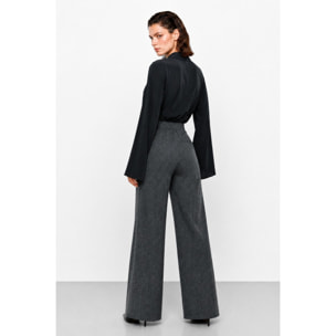Kocca - Pantaloni da donna gessati a vita alta e gamba larga Donna