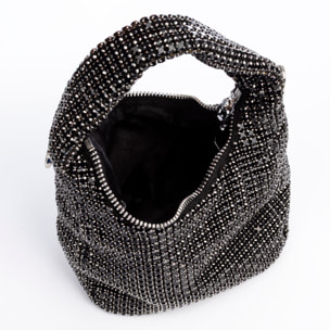 Baganza bolso de mano de fiesta con pedrería de circonitas grado 5A, diseño diamante efecto brillante.