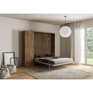 Cama abatible 120 vertical Kentaro con columna Nogal