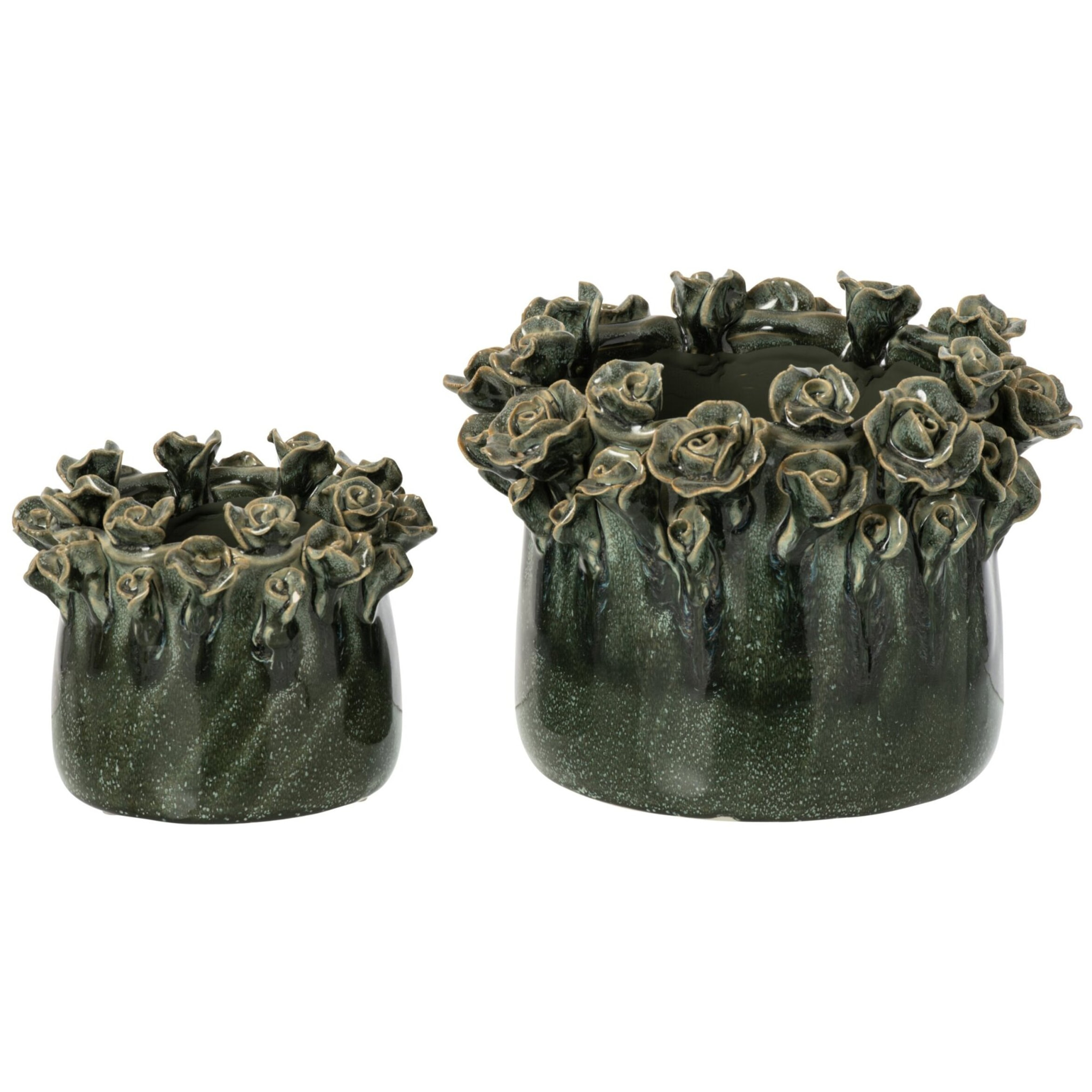 J-Line cache-pot roses - céramique - bleu pétrole - large