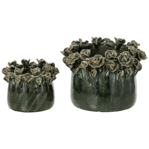J-Line cache-pot roses - céramique - bleu pétrole - large