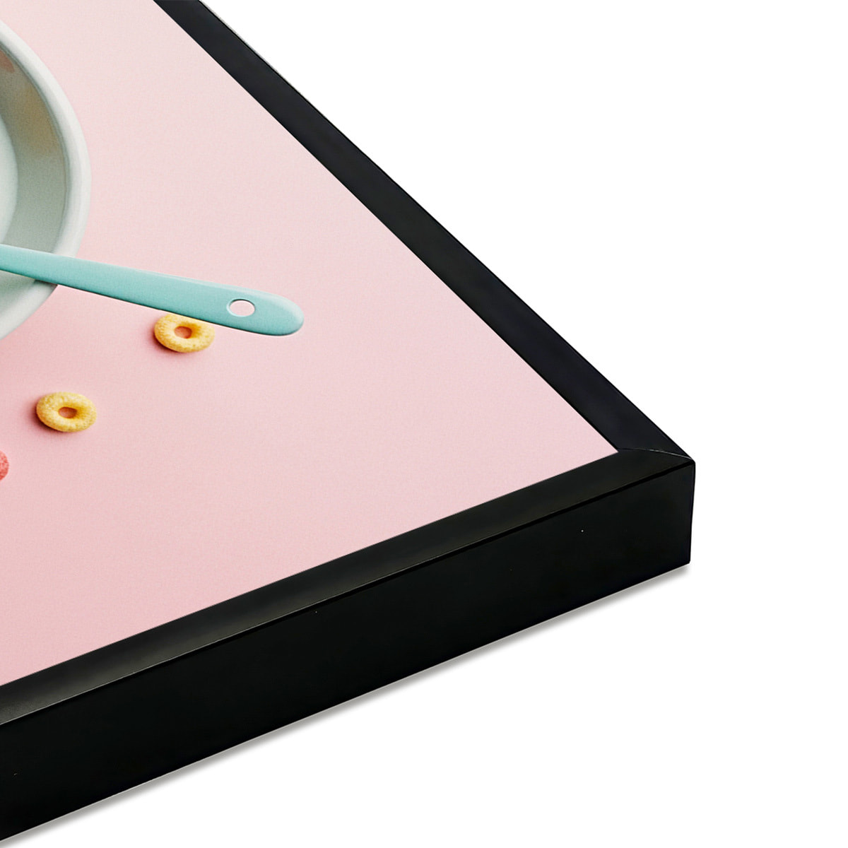 Affiche encadrée bol de lait rose pastel Affiche + cadre en métal - Noir