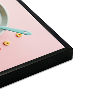 Affiche encadrée bol de lait rose pastel Affiche + cadre en métal - Noir