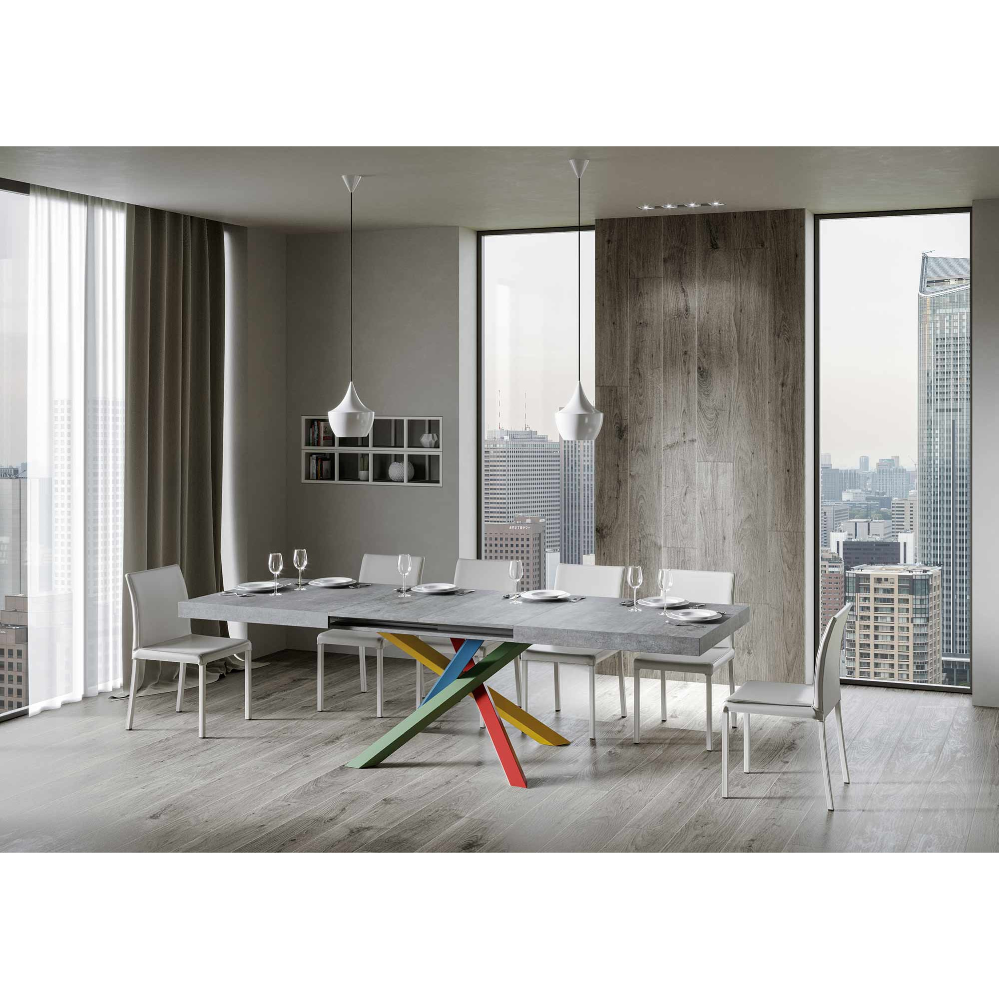 Table extensible 90x180/284 cm Volantis Gris Béton cadre 4/B