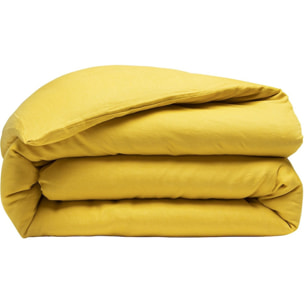 Housse de couette 100% lin lavé jaune paille