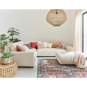 Garance - module d'assise 3 places avec accoudoir gauche - en velours côtelé - Beige