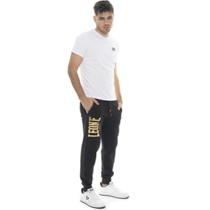 Pantalone sportivo invernale uomo con polsino al fondo, stampa Leone 1947 Gold