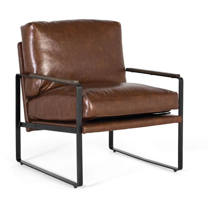 Sillón de Tapizado Pu 70 Cm Estilo Vintage Industrial
