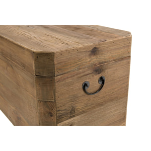 SANDY - Coffre rangement marron bois pin recyclé poignées métal noir