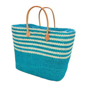 Panier artisanal de Madagascar - Amoroni SGM Turquoise avec pochon