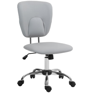 Silla de Oficina sin Reposabrazos Silla de Escritorio Juveniles con Altura Ajustable y Función de Inclinación Carga 120 kg 50x54x87,5-96,5 cm Gris Claro