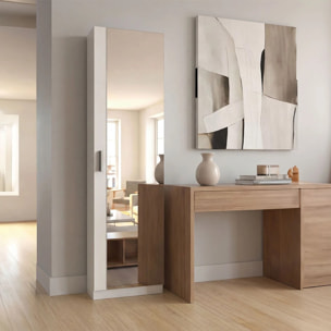 Zapatero alto de 1 puerta con espejo en blanco brillo 180x50 cm Roma Blanco Brillo