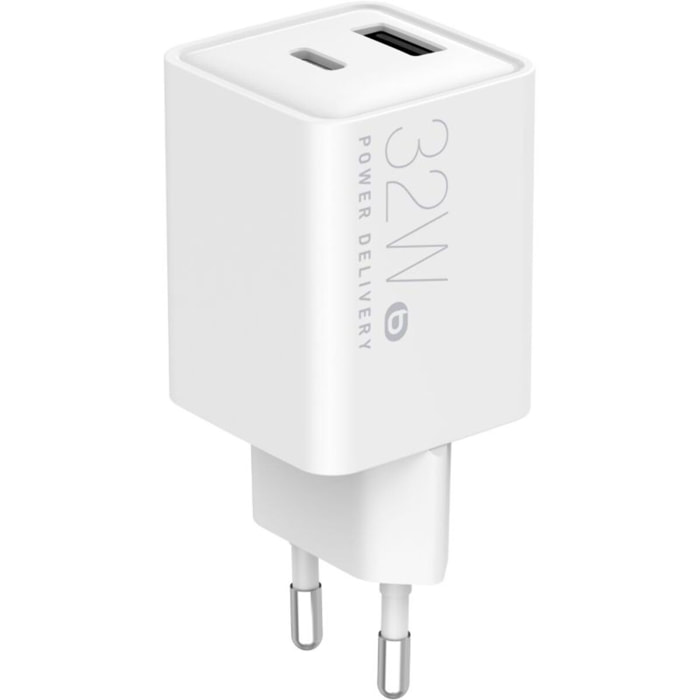 Chargeur ESSENTIELB 32W charge rapide USB-A  / USB-C Blanc