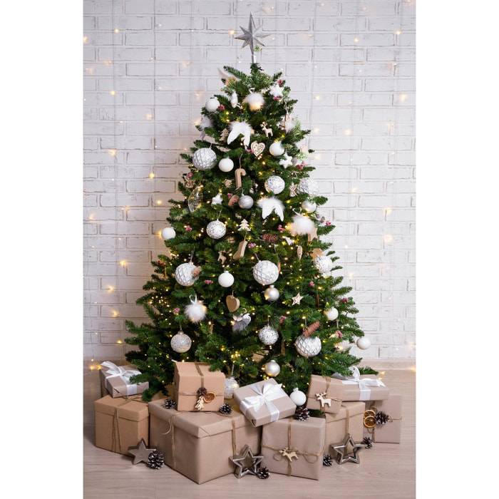 Albero di Natale 150 cm Camden, Pino artificiale, Albero effetto reale, Alberello natalizio extra folto, 99x99 h150 cm, Verde