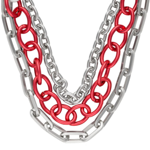 Collar "tres vueltas" en plata y rojo