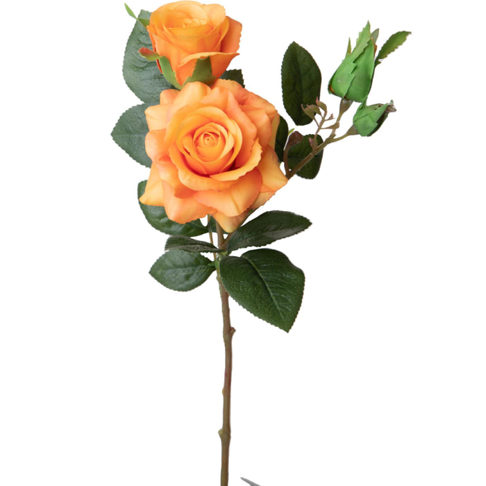 Rosa Real Touch Per 4 38 Cm - Pezzi 12 - 15X38X10cm - Colore: Arancio - Bianchi Dino - Fiori Artificiali