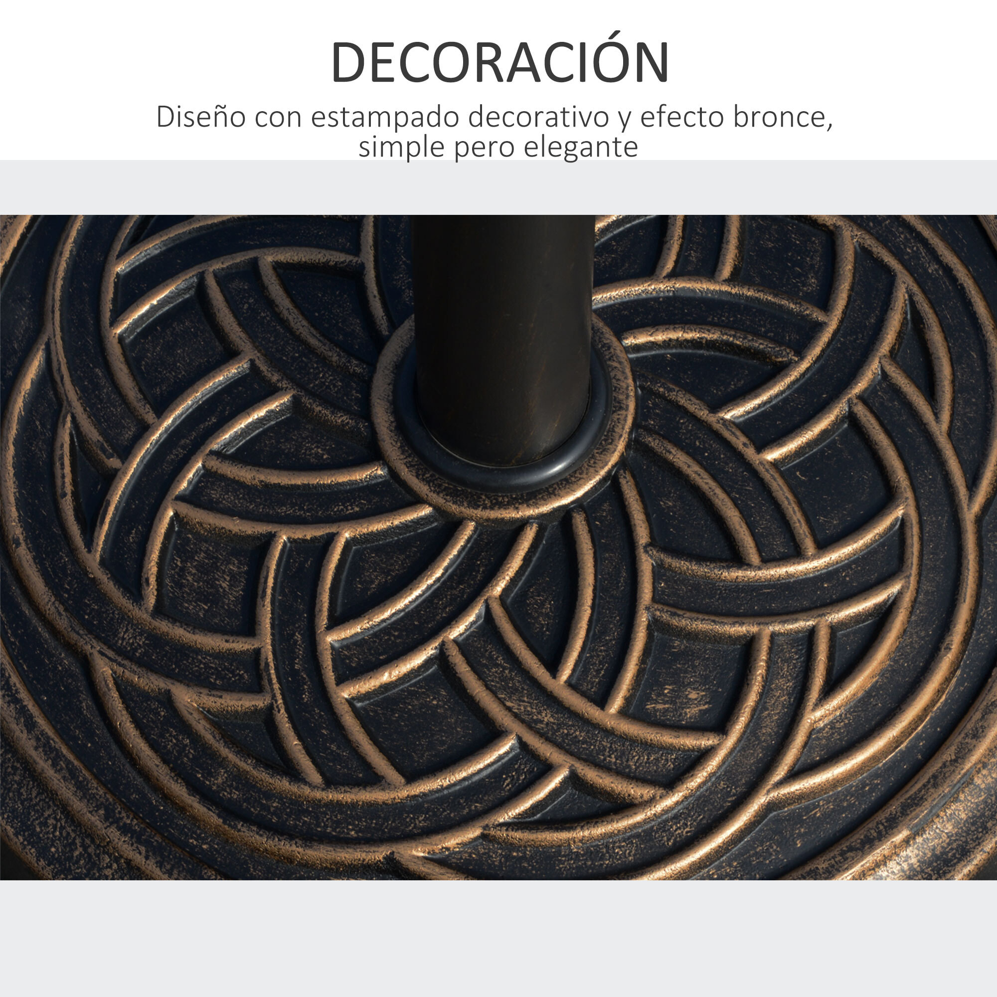 Base de Sombrilla Jardín Peso Neto 12 kg Apto para Postes 38/48mm Resina y Acero