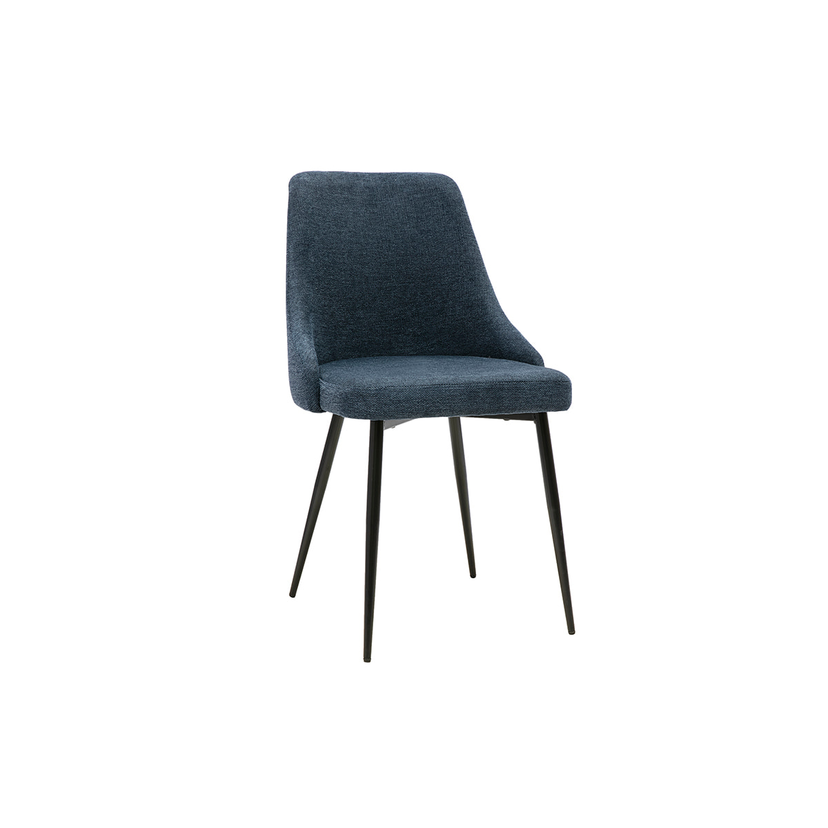 Chaises design en tissu effet velours texturé bleu foncé et métal noir (lot de 2) CULT