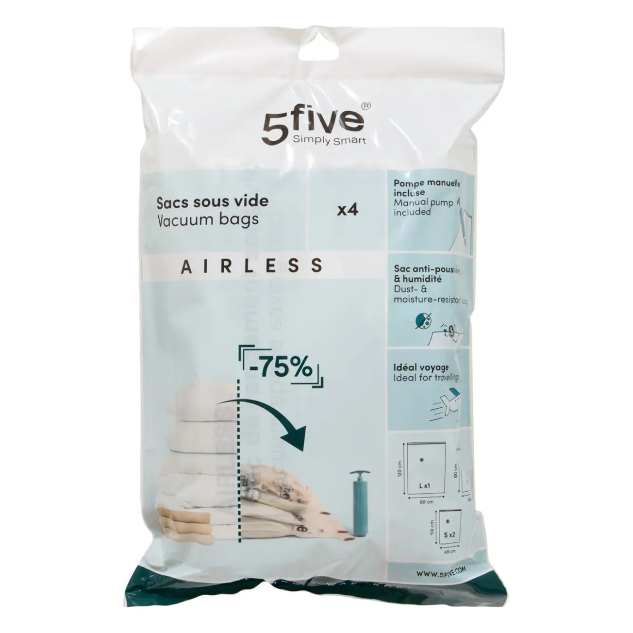 Sacs compresseurs Airless transparents avec pompe