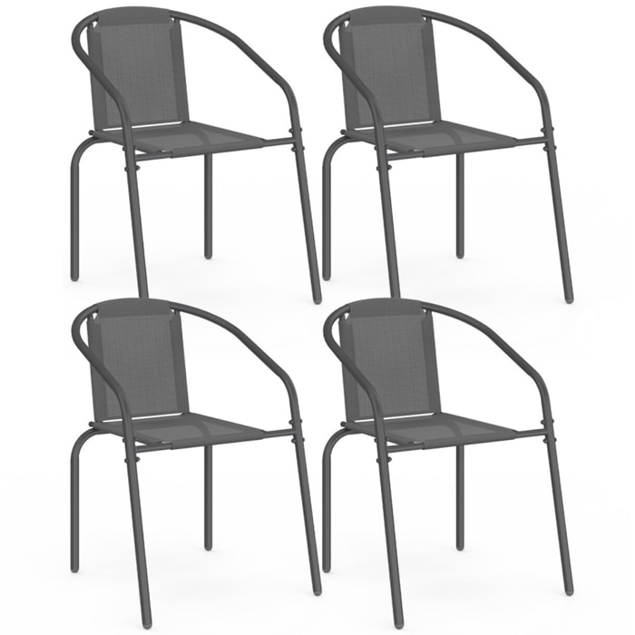 Chaises de jardin empilables Delma grises - lot de 4