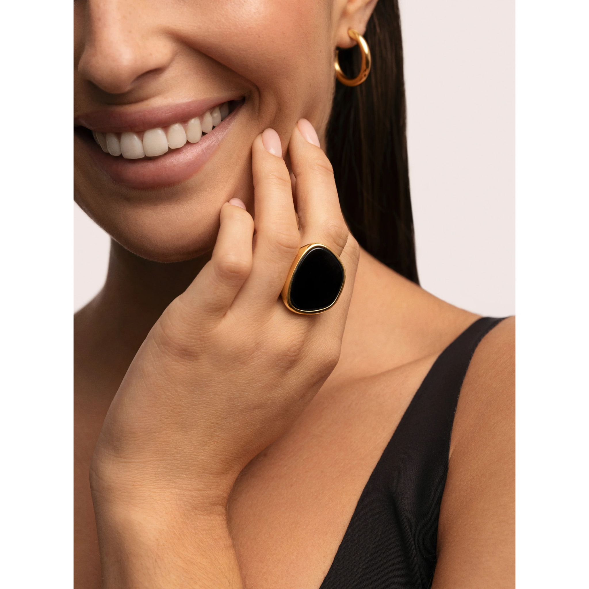 Anello Ibiza Black Acciao Placcato Oro
