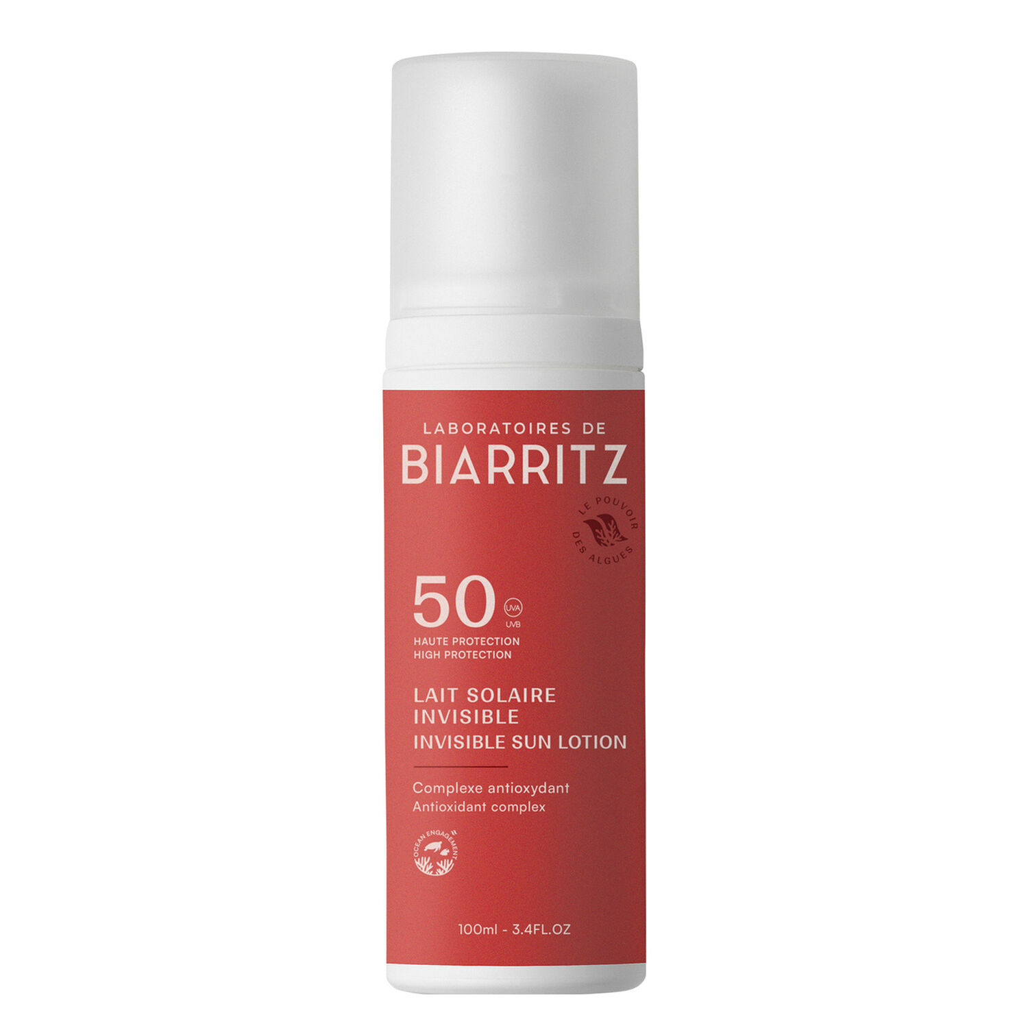 Solaire SPF50 - Lait Solaire Invisible Bio Complexe Antioxydant 100ml