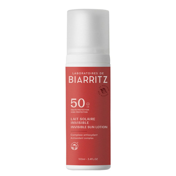 Solaire SPF50 - Lait Solaire Invisible Bio Complexe Antioxydant 100ml