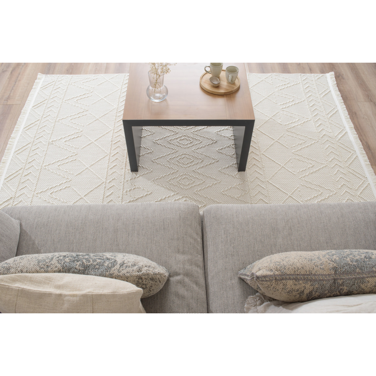 Bali - tapis moderne aztèque, crème