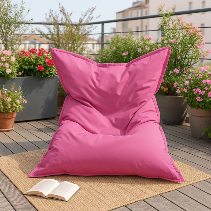 Pouf rectangulaire d'extérieur XXL 180x140cm rose THIES