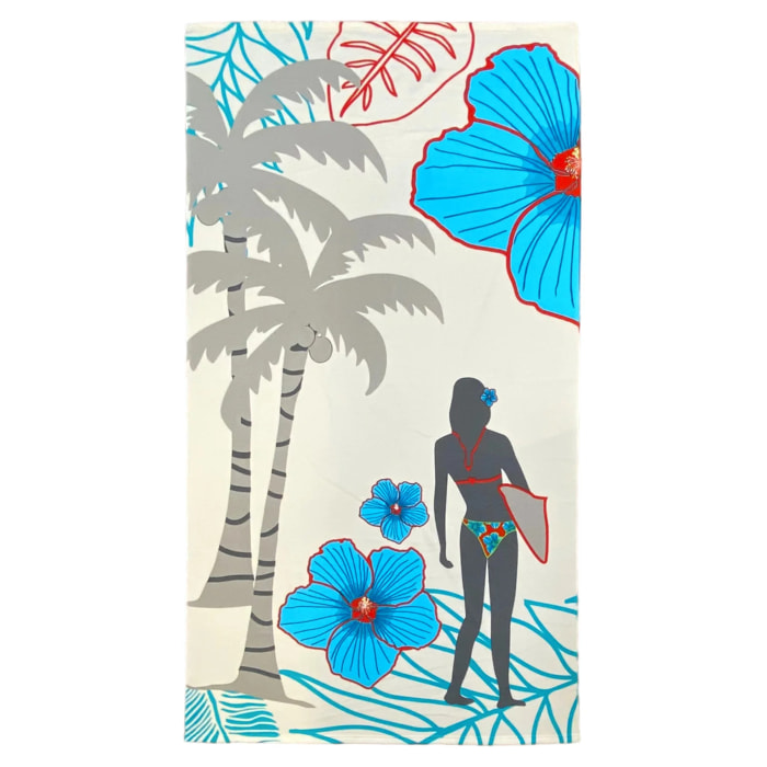 Serviette de plage microfibre - Surftime - 90x170cm - 250g/m²