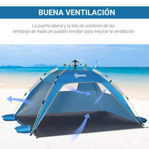 Tienda de Playa Plegable Carpa de Playa Pop-up para 1-2 Personas con 2 Puerta 2 Ventanas y Bolsa de Transporte para Parque Camping 220x173x120 cm Azul