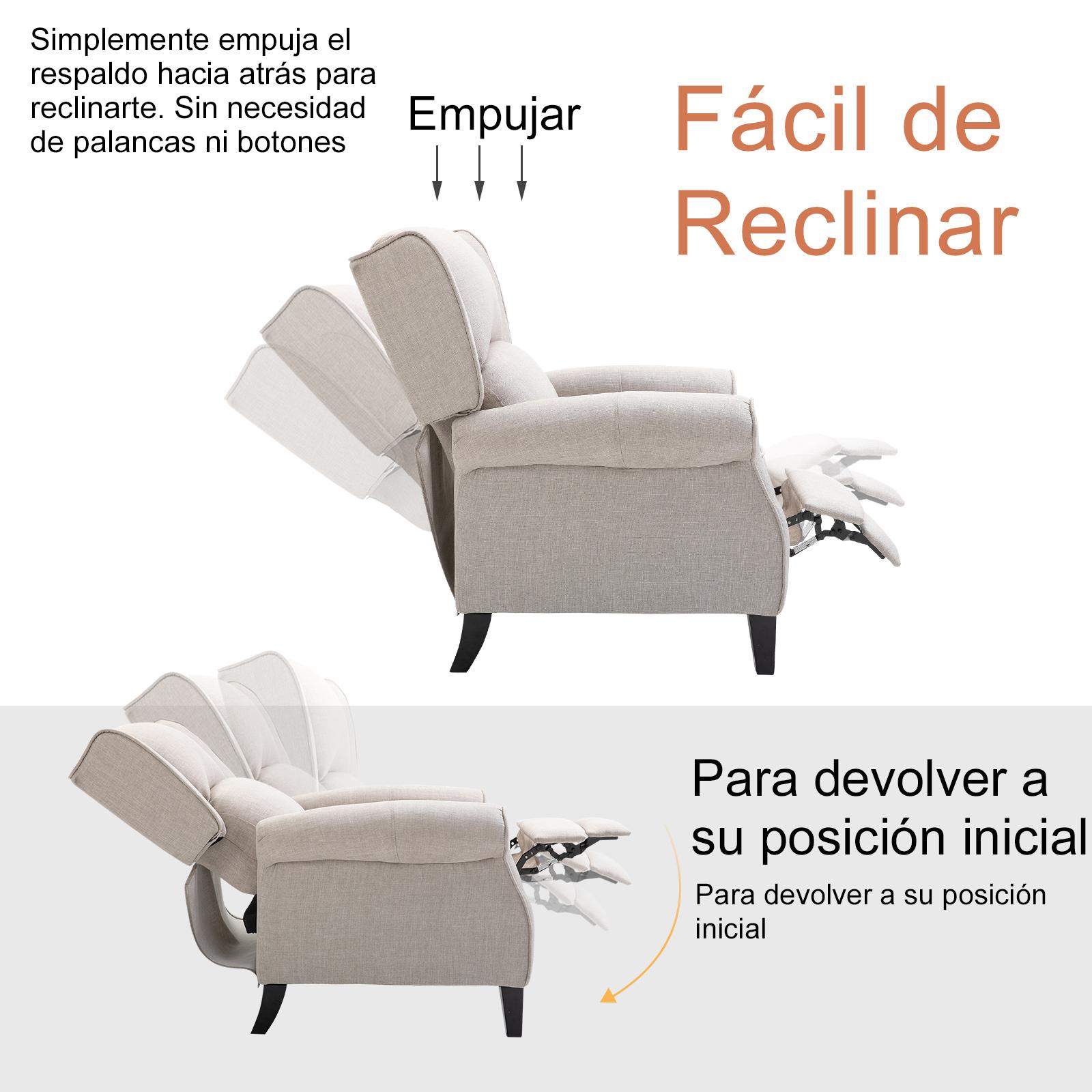 Sillón Relax Reclinable Manual con Reposapiés 81x84x105cm Gris