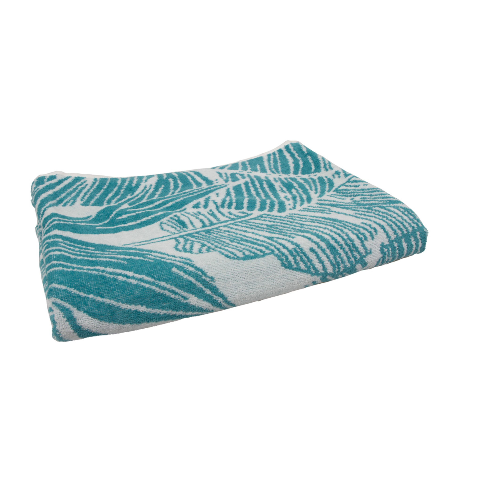 Telo Mare Spugna Jacquard Spiaggia Disegno Tropical