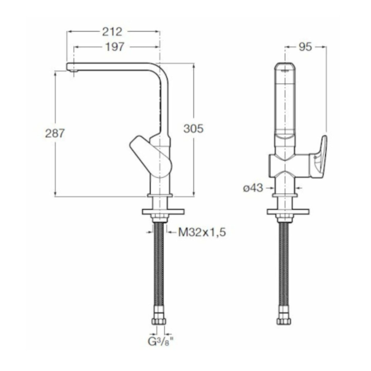 Anara mitigeur d'évier à levier, hauteur 30,5 cm, chrome (A5A841BC0K)