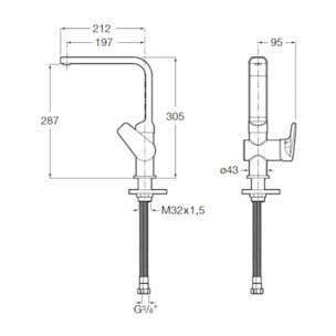 Anara mitigeur d'évier à levier, hauteur 30,5 cm, chrome (A5A841BC0K)