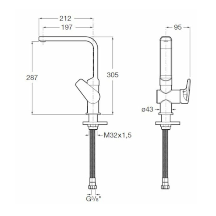 Anara mitigeur d'évier à levier, hauteur 30,5 cm, chrome (A5A841BC0K)