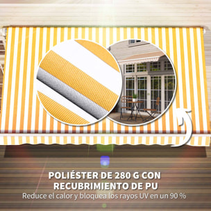 Toldo Manual Retráctil 350x250 cm, Toldo Exterior Terraza con Ángulo Ajustable, Brazo Articulado, Montaje a Pared, Estructura de Aluminio, Anti-UV e Impermeable, para Jardín, Naranja